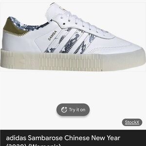 Adidas Sambarose White and Green Sneakers